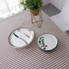 Burlap Linen Tablecloth, Elegant Stripe Pattern Rustic Tablecloths Wrinkle Resistant with Pom Pom Tassel, 120x160 Size, Indoor Outdoor Dining Garden