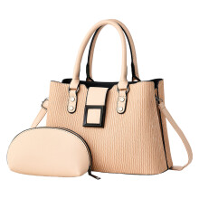 Functional Women's Satchel and Crossbody Bag Set 2pcs-Khaki