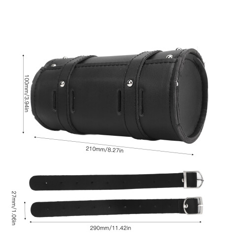 Black Waterproof PU Motorcycle Tool Bag with 2 Strap Buckle 1