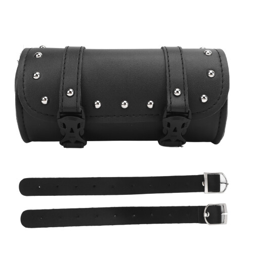 Black Waterproof PU Motorcycle Tool Bag with 2 Strap Buckle 2