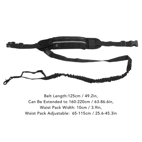 Reflective Elastic Dog Running Leash Belt Bag, Adjustable, Black 1