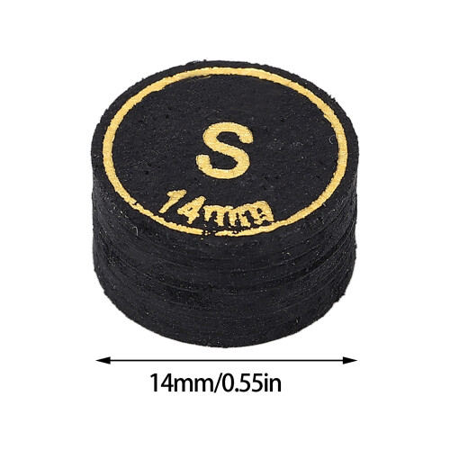 6pcs Black PU Pool Cue Tips 14mm Multi Layers Billiard Replacement 1