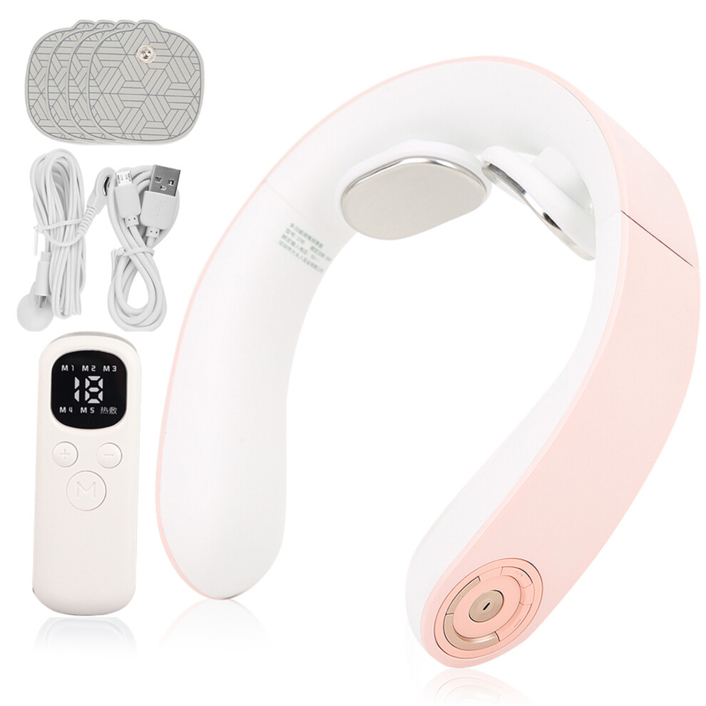 Low Frequency Pulse Neck Massager For Pain Relief, Cordless Electric Muscle Relaxer With Heat Function, Ergonomic Design Blood Circulation Enhancing
