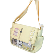 Sac à bandoulière en nylon de style académie-Jaune crème