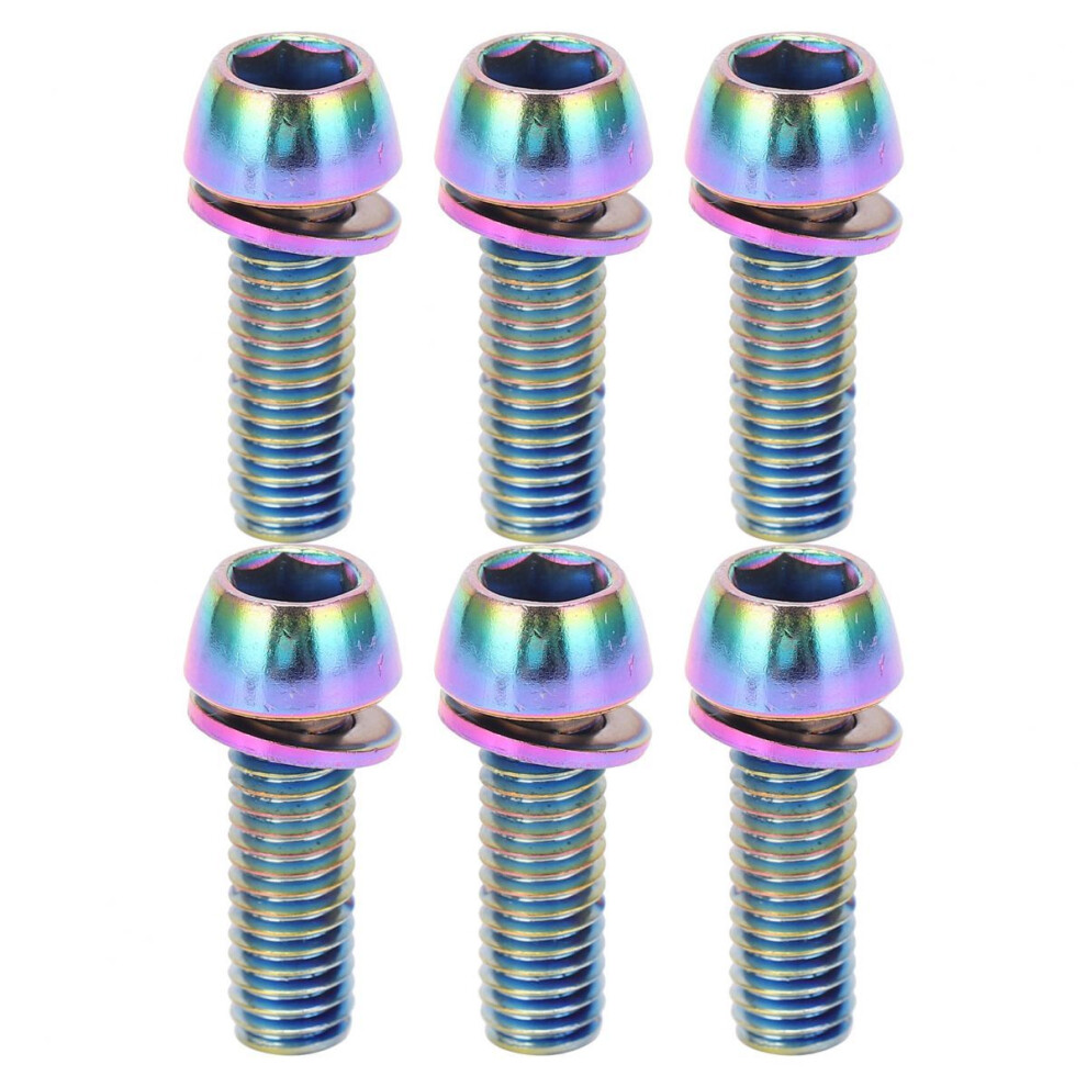 Bicycle Stem Screw Titanium Plated Stainless Steel, High Strength Alloy Screws With Washers For Mtb Road Bike Fixtures (6Pcs) 9301476995410