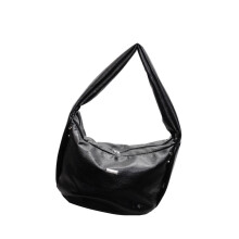 Sac à bandoulière unique en cuir PU avec fermeture à-Noir