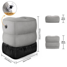 Repose-pieds de voyage gonflable et réglable, revêtement en PVC souple, utilisation polyvalente en avion, voiture, maison, bureau, favorise la