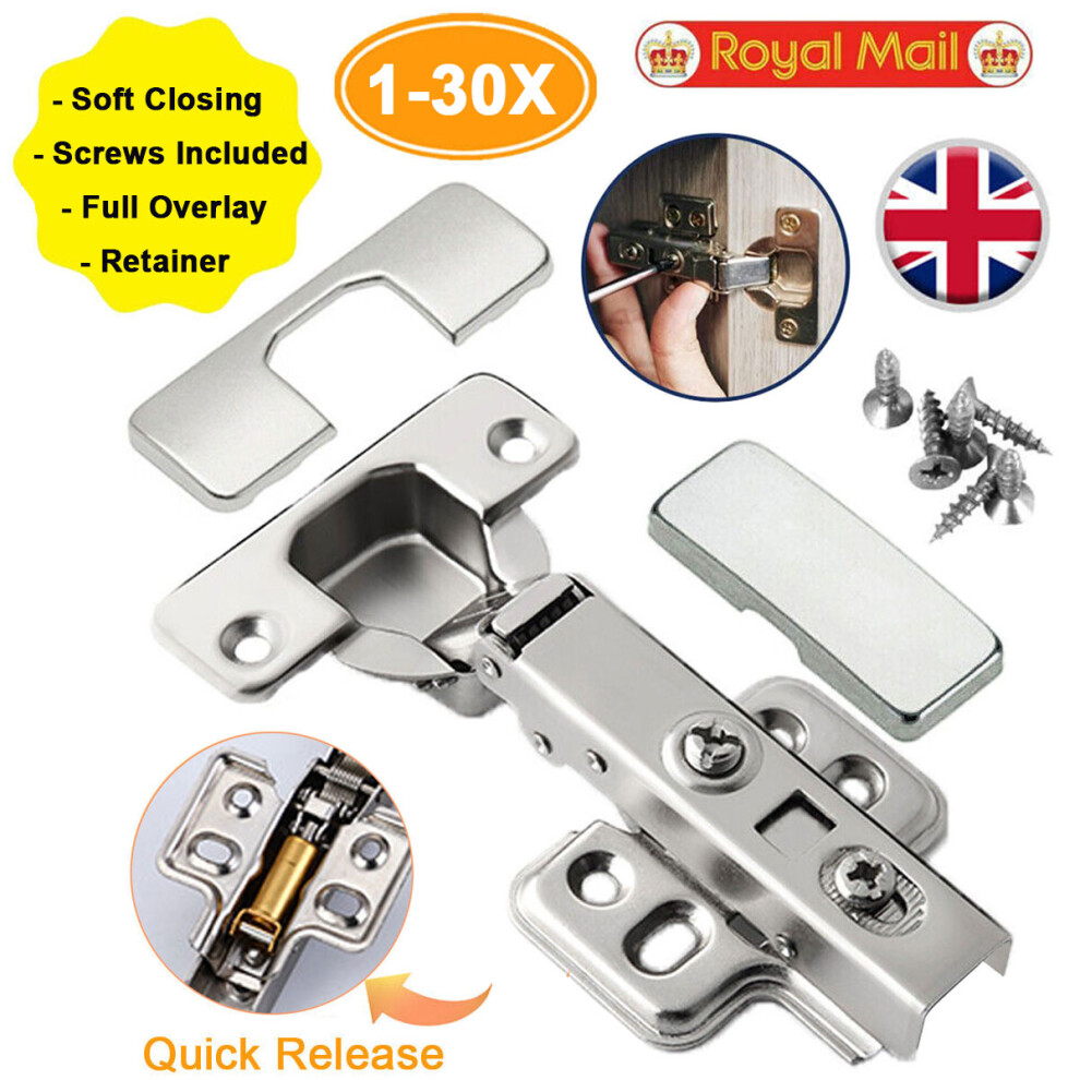 Full Overlay Design Cabinet Hinges, Nickel-Plated Finish, 2D Adjustable Clip-On With Easy Installation, Frameless Soft-Closing Mechanism Ensures 9340959497058