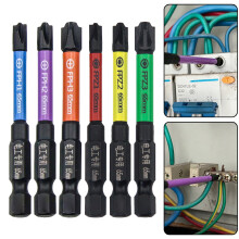 6 x 65 mm Legierungsstahl-Magnetmagnetischer spezieller Schlitzschraubendreher-Bit FPH1 FPH2 FPH3 FPZ1 FPZ2 FPZ3 für Elektriker-Steckdosenschalter