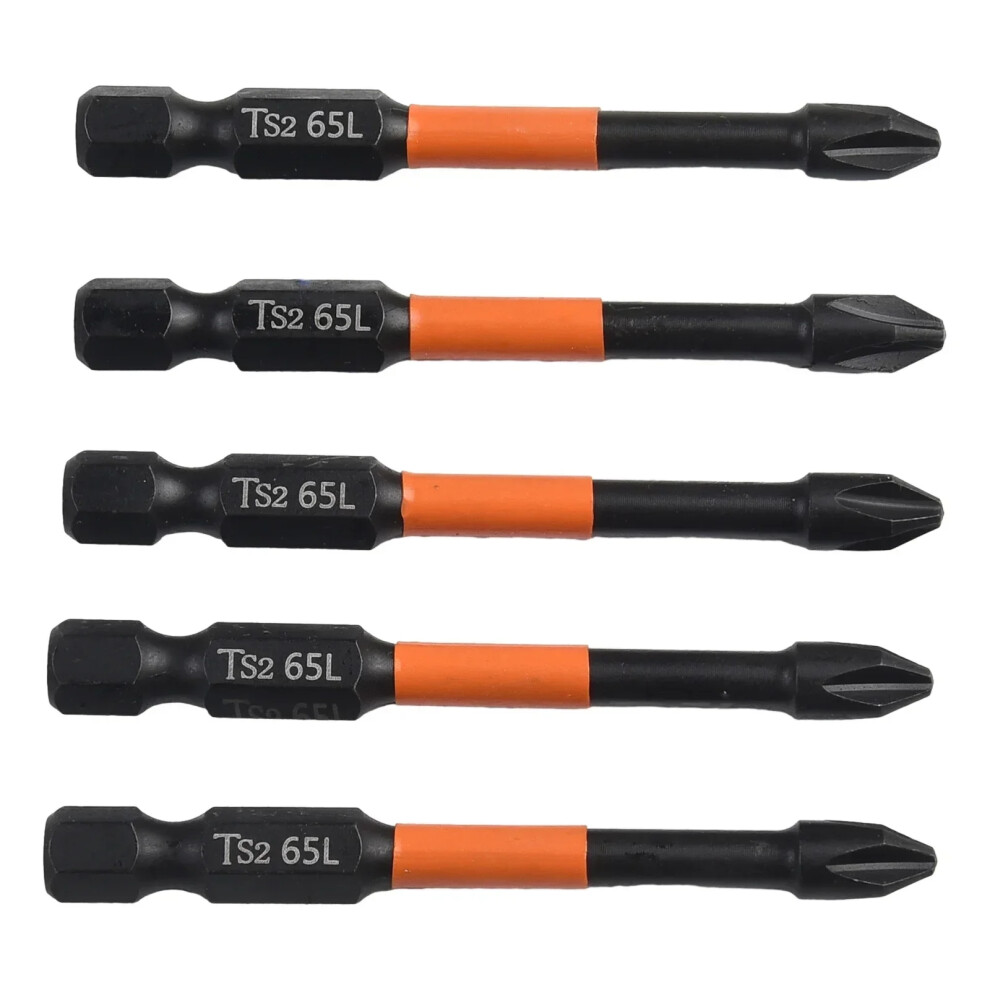 5Pcs 65Mm Magnetic Batch Head Ph2 Impact Screwdrivers Bit Cross High Hardness Hand Drill Bit Screw Electric Screwdriver Bits 6935161420593