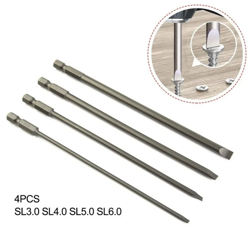 4PCS 150mm Τρυπάνι κατσαβιδιού με σχισμή 1/4 ίντσας Εξάγωνο στέλεχος Μαγνητ 2