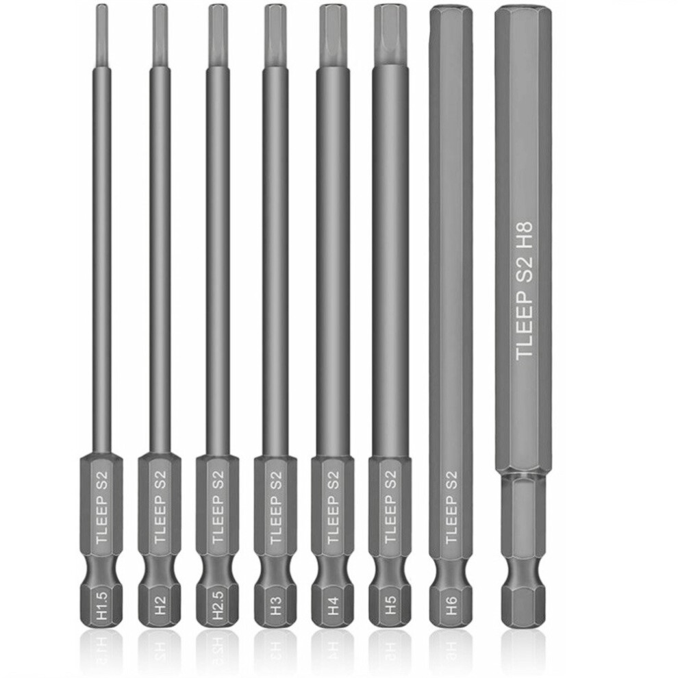 8Pcs Hex Head Allen Wrench Drill Bits Set 100Mm Sae Metric Allen Electric Hexagonal Bit Screwdriver Socket Bit Power Tool Parts 6935161418170