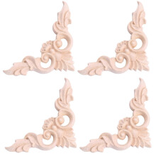 4 Stück 8*8cm Holzgeschnitzte Eckenaufsätze Möbel Home Decorations Unlackierte Applikationen