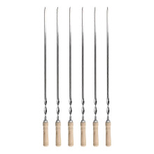 6 Stück 55cm BBQ-Spieße mit langem Griff, Shish Kebab Grillstäbe, Holzgriff, Edelstahlgrillgabeln.