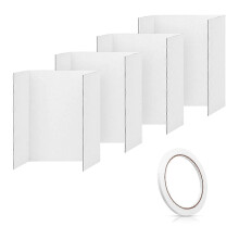 4 Stücke Trifold-Posterboard, 21,5x14 Zoll kleines weißes Posterboard mit klebrigen Zubehörteilen, Cor