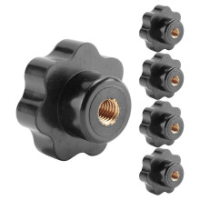 5 Stück schwarze Stern-Griffknöpfe, Innengewindedurchmesser 8mm, Kopf durchmesser 40mm