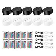10er Pack 3D-Nacht-LED-Licht Basis + Fernbedienung + USB-Kabel, 16 Farben Lichtshow Display-Stand