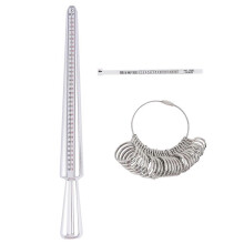 3-teiliges Ringmesserset, Ringmaße mit Finger-Messstab für Schmuckgrößen