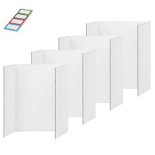 4 Stk Trifold Poster Board, weißes Poster Board mit Klebeaccessoires, Wellpappe-Präsentation