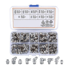 60 Stück Metrische Fettnippel-Set, M6 M8 M10 45 90 Grad Hydraulik-Fettnippel-Assortiment für Winkel