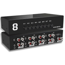 3.5mm Aux +RCA L/R Bidirektionaler Stereo-Audio-Switch 8-in-1-Out A/B Analog-Audio-Switcher-Selektor