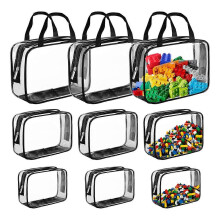 9 Packs Klare PVC Spielzeugaufbewahrungstaschen Toilettentaschen Wasserfeste Kinder-Zipper-Spielzeugorganisierer für Bu