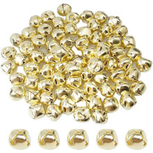 100 Stücke Schellen, 15mm Metall-Schellen Mini Bastelschellen Perlen für DIY Gold