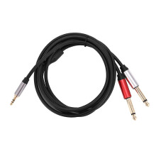 3.5mm zu Dual 6.5mm Adapterkabel Audio-Kabel 3.5 zu 6.5 AUX Kabel 3.5 Jack-Splitter für Gitarre Mixer