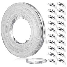 33 Zoll Edelstahl-Schlauchklemme DIY-Metallband und 20 Stück Befestigungselemente verstellbare Schneckengetriebeschlauchklemme