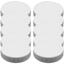 (86mm, White) 10 Stück Plastik-Verschlusskappen gerippt für 86mm Standard-Mundflaschen
