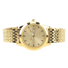 Quartz Herren Stahlarmbanduhr Doppeltes Datum Gold Klassische Dresswatch 40mm