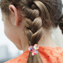 Presilha de cabelo infantil para meninas, elásticos de cabelo com orelhas de coelho revestidas de flanela, poliéster de alta qualidade que não