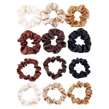 Luksuriøs silkesatin, slidstærke morbærsilke-scrunchies til kvinder og piger, elastiske armbånd med levende farver, alsidigt hårtilbehør til