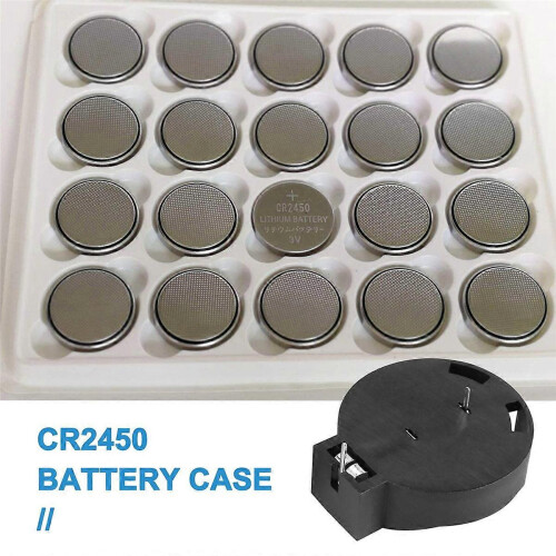 2 CR2450 button cell battery socket holder housings, 2 pins