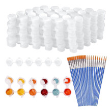 20 strips, 120 pots of empty paint strips, 20 brushes, clear plastic storage cups compatible with paint