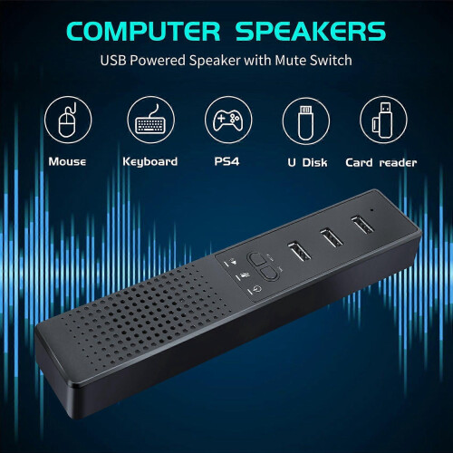 3-in-1 computer speaker with microphone and hub, USB speaker for conferences, PC microphone for video conferencing 2