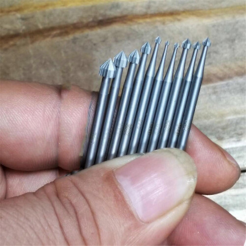 10 Jewelry Setting Drill Bits - 3/32 inch Shank, Conical Cylindrical Drill Bits for Stone Setting, for Lapidary 2