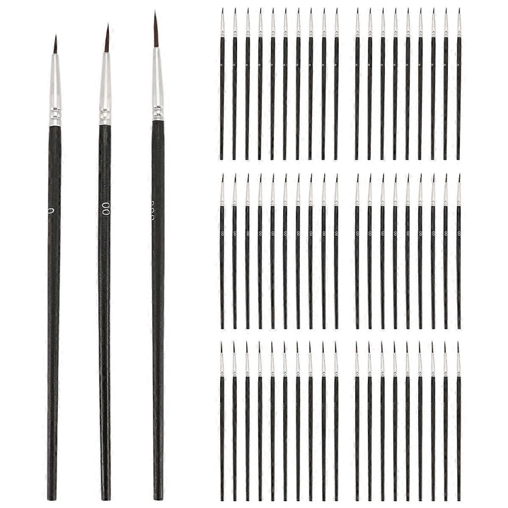 60 Detail Brushes, Fine Tip In 3 Sizes 0 00 000 Miniature Fine Brushes 8900346680411