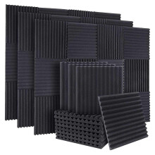 50 triangular-shaped acoustic foam panels for studio walls