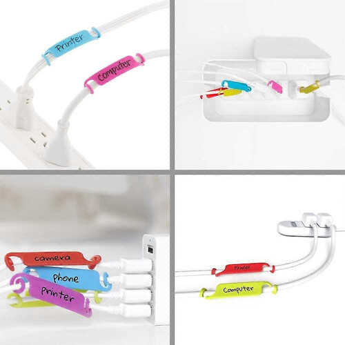 20 cable labels, cable management, multi-colored labels, identification labels for USB/Com cables 2