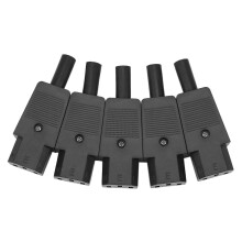 5 IEC 320 C13 female socket adapters, 3-pin power cord, convertible connector