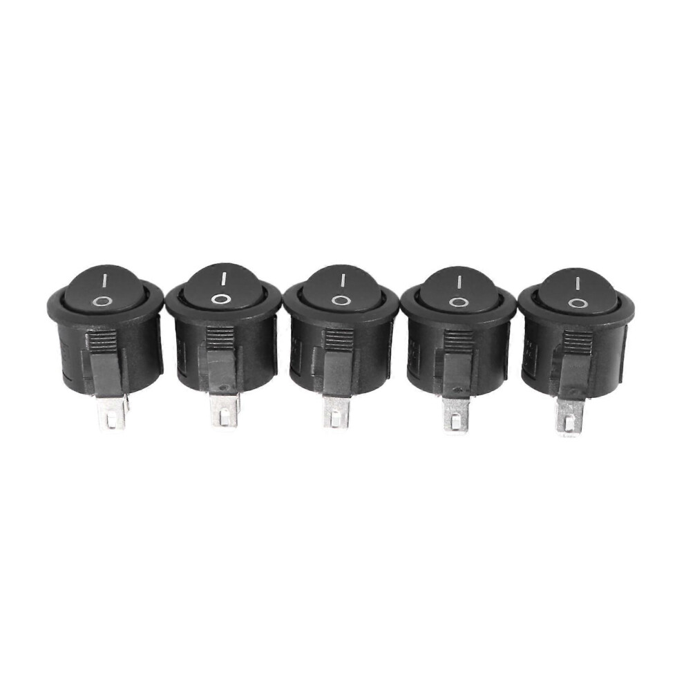 5 Pcs Spst Black Push Button On/Off Round Toggle Switch Ac 6A/125V 3A/250V 8227799615600