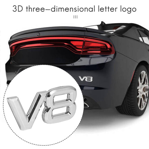 Αυτοκόλλητο αυτοκινήτου 3D χρωμίου V8 (7,5 x 3,5 εκ.) με έμβλημα 2