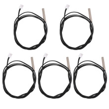 Pack of 5 waterproof 1-meter temperature probes, stainless steel, with 10 kΩ NTC 3950 thermistor, digital