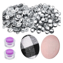 100 Sets Button Cover Kit with Tools, Sized Slip-on Buttons, Self-Coating Buttons, DIY Fabric Cover