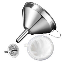 304 stainless steel kitchen funnel with 200-mesh food filter compatible with liquids, oil