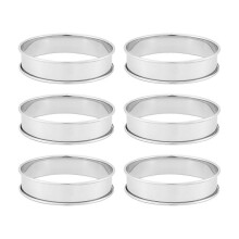 Juego de 6 moldes para muffins ingleses dobles de 10 cm (4 pulgadas), fabricados en acero inoxidable C-PET, redondos.
