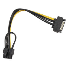 Cavo di alimentazione SATA maschio a 15 pin a cavo di alimentazione PCI-E a 8 pin (6+2), cavo SATA da 15 pin a 8 pin, filo 18 AWG