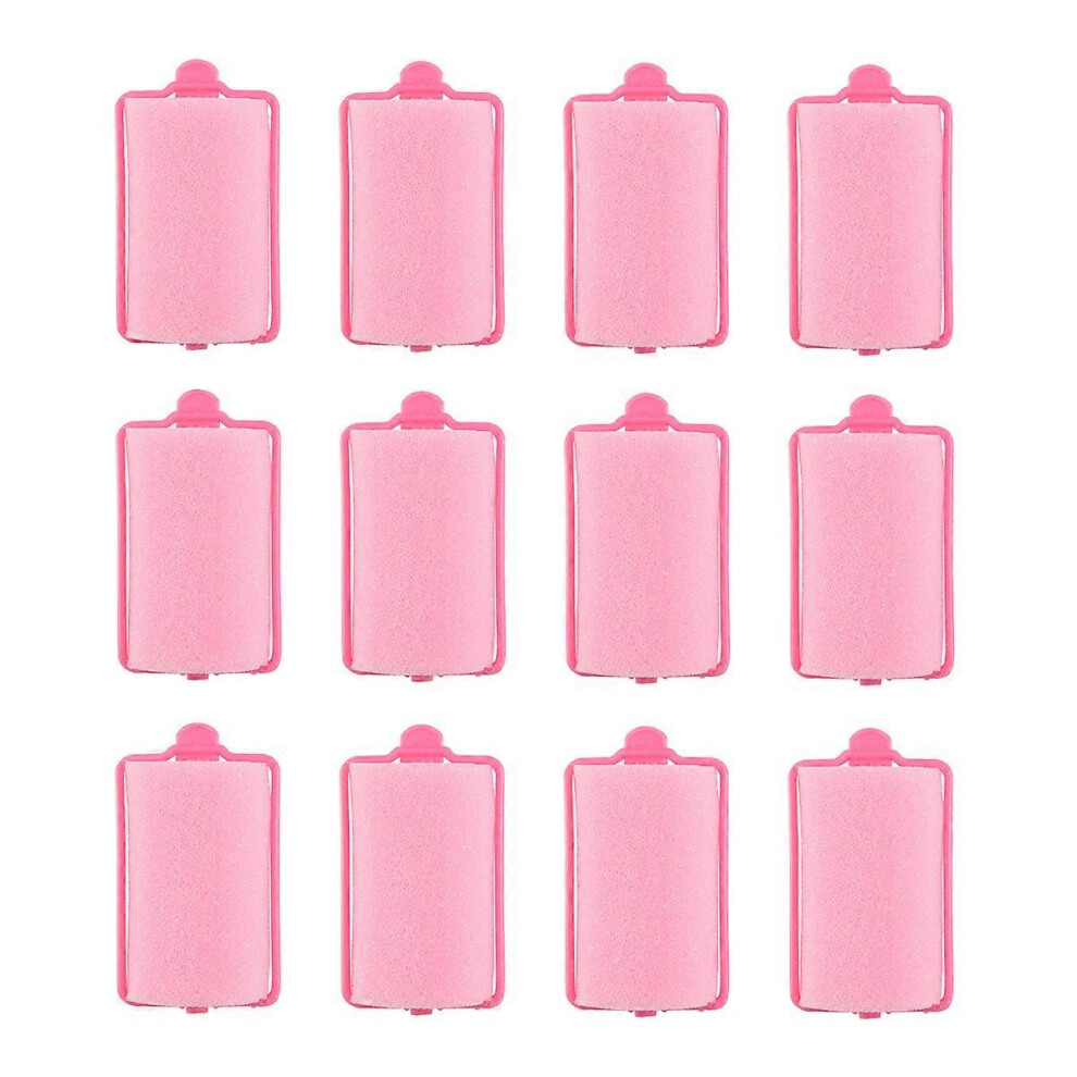Dark/Pink 12 Soft Foam Rollers Compatible With Hairstyles, Curlers, Hairdressing Tools