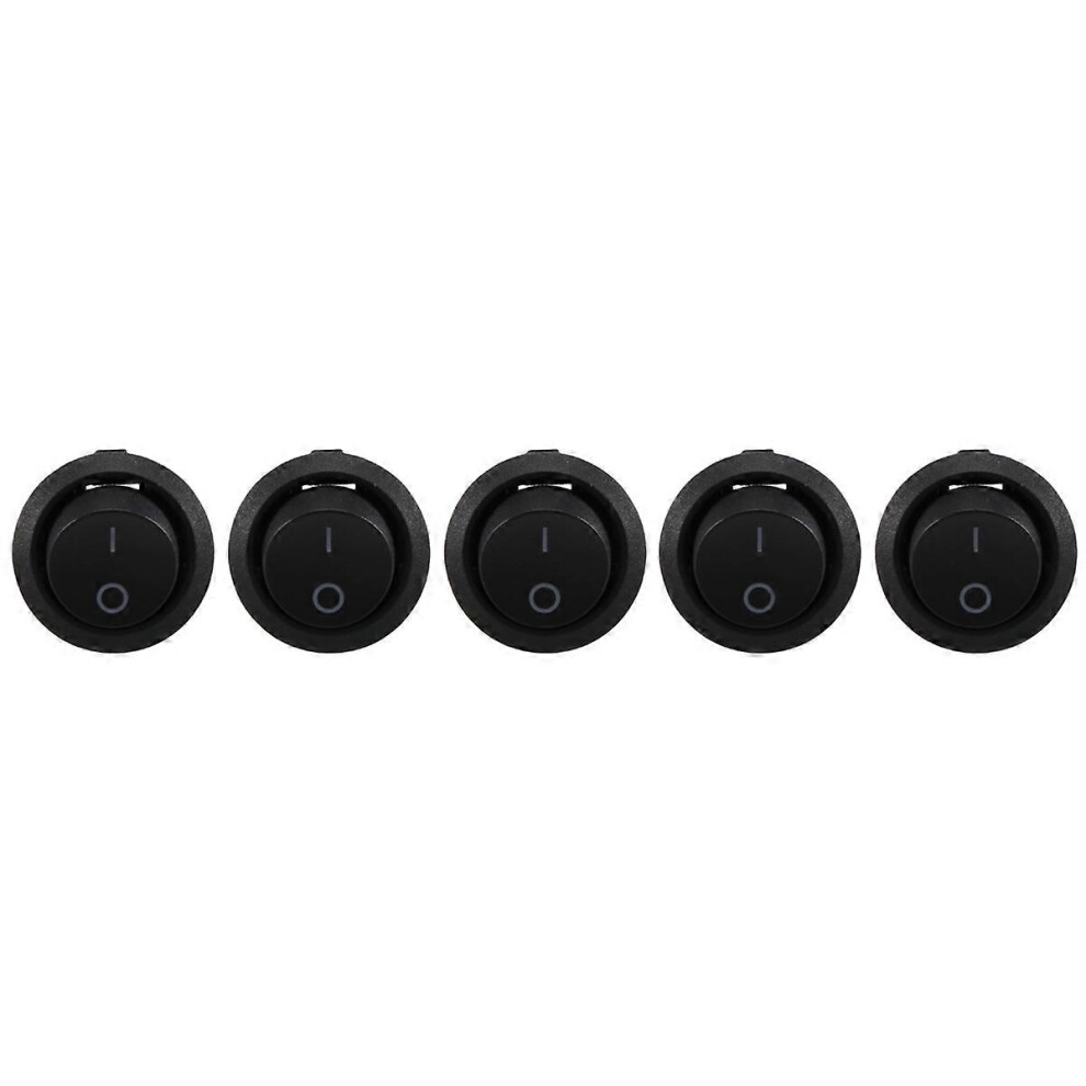 5Pcs Spst Black Push Button On/Off Round Toggle Switch Ac 6A/250V 10A/125V 8416530511800